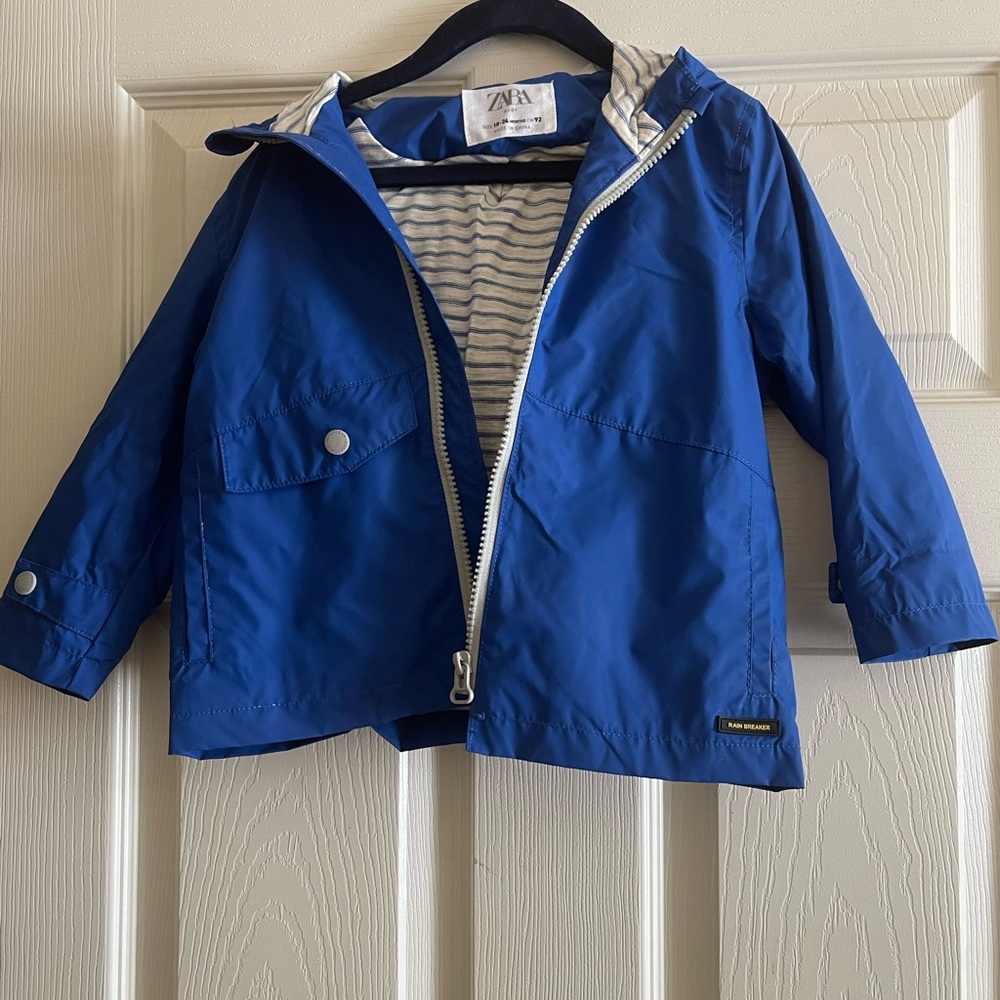 EUC Zara Kids Royal Blue Raincoat -sz 18-24 mo